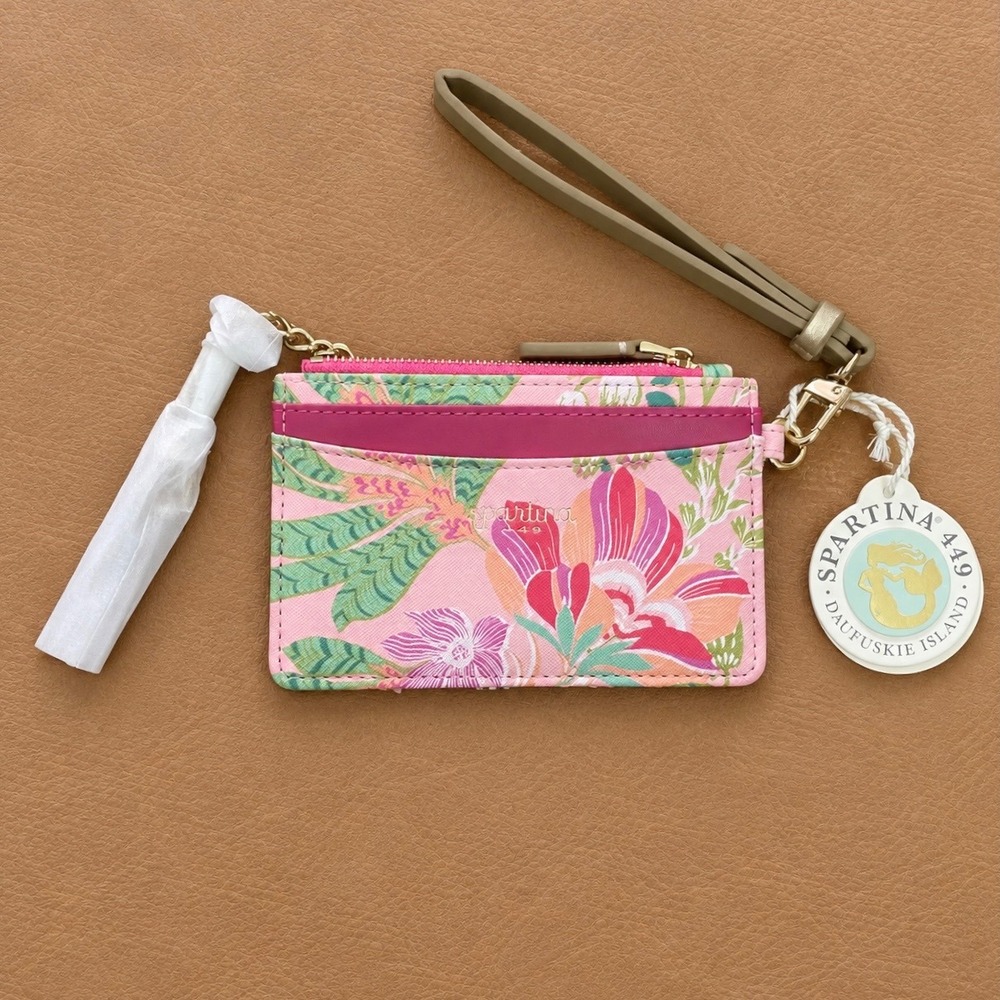 NEW Spartina 449 Slimcard RFID Coinpurse Flamingo Pineapple Floral Wristlet